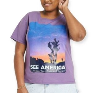 Creative Action Network Joshua Tree National‎ Park Graphic Tee Purple Womens M